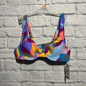 New George Colorful Geometric Bikini Top Medium